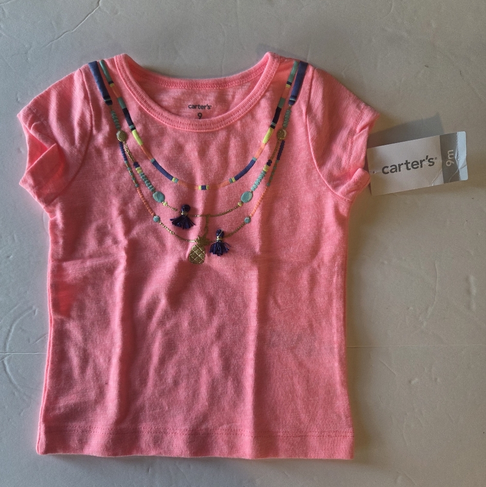 Carter's Pink Girls 9m T-Shirt with Necklace Design NWT